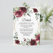 バーガンディ赤赤面金ゴールド幾何緑結婚の エンクロージャーカード (スタンド正面)