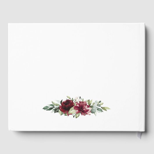 バーガンディ赤赤面金ゴールド幾何緑結婚の ゲストブック (裏面)