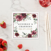 バーガンディ赤赤面金ゴールド幾何緑結婚の スタンダードカクテルナプキン (インサイチュ)