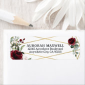 バーガンディ赤赤面金ゴールド幾何緑結婚の ラベル (インサイチュ)