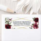 バーガンディ赤赤面金ゴールド幾何緑結婚の ラベル (インサイチュ)