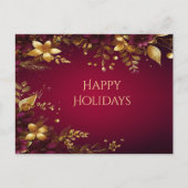 バーガンディ赤金ゴールド花葉書 ポストカード (正面)