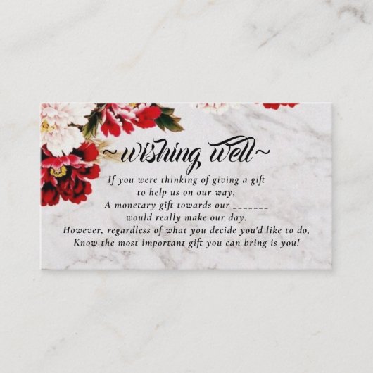 バーガンディ赤面の願い結婚の井戸 エンクロージャーカード (正面)