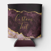 バーガンディ赤面ゴールドフォイルアガテマーブルカスタム文字 缶クーラー (正面)