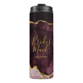 バーガンディ赤面ゴールドフォイルアゲートマーブルブライドメイド タンブラー (正面)