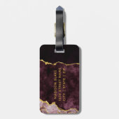 バーガンディ赤面ゴールドフォイルアゲートマーブルブライドメイド ラゲッジタグ (裏面縦)