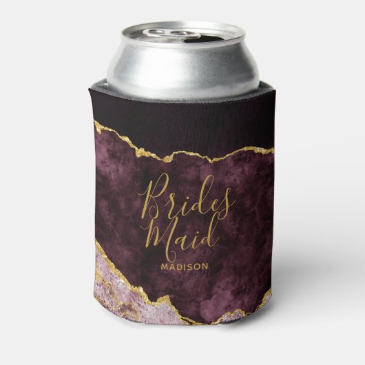 バーガンディ赤面ゴールドフォイルアゲートマーブルブライドメイド 缶クーラー (缶裏面)