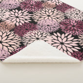 バーガンディ赤面ピンクの花 シェルパブランケット (3/4)