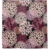 バーガンディ赤面ピンクの花 シャワーカーテン (正面)