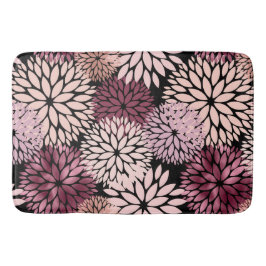 バーガンディ赤面ピンクの花 バスマット