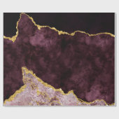 バーガンディ赤面ピンクゴールドフォイルアゲートマーブルギルト ラッピングペーパー (フラット)