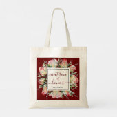 バーガンディ赤面ピンクフローラマトロン結婚オブオナー トートバッグ (裏面)