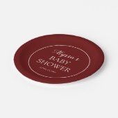 バーガンディ赤面ピンクベビーシャワー ペーパープレート (アングル)