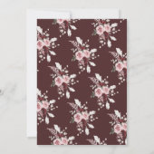 バーガンディ赤面ピンクローズフローラベビーシャワー 招待状 (裏面)