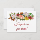 バーガンディ赤面ピンクローズ金ゴールドウェディングRSVPカード 出欠カード (裏面)