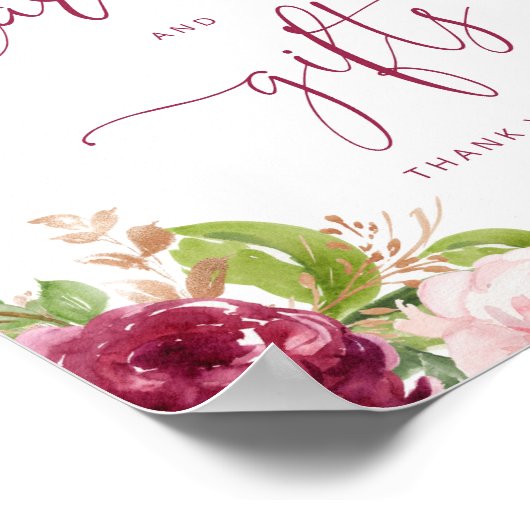 バーガンディ赤面ピンク金ゴールドフォイルカードとギフト ポスター (角)