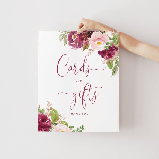 バーガンディ赤面ピンク金ゴールドフォイルカードとギフト ポスター