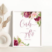 バーガンディ赤面ピンク金ゴールドフォイルカードとギフト ポスター