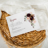 バーガンディ赤面フローラウェディングレセプションカード 出欠カード