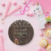 バーガンディ赤面フローラカウボーイブーツ私はBBQを行った後 ペーパープレート (パーティー)