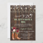 バーガンディ赤面フローラカウボーイブーツ私はBBQを行った後 招待状 (正面)