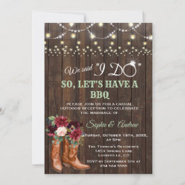 バーガンディ赤面フローラカウボーイブーツ私はBBQを行った後 招待状