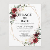 バーガンディ赤面フローラジオメトリ日付の変更 ポストカード (正面)