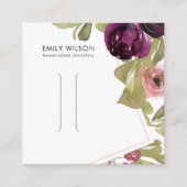 バーガンディ赤面フローラヘアクリップ表示カード スクエア名刺 (正面)