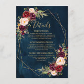 バーガンディ赤面フローラモダン幾何詳細 エンクロージャーカード (正面)