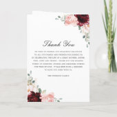 バーガンディ赤面フローラ緑の写真葬儀 プログラム (裏面)