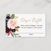 バーガンディ赤面金ゴールドフローラおむつラッフルカード エンクロージャーカード (正面)