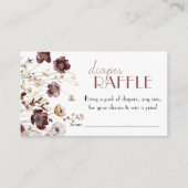 バーガンディ野草赤ちゃんシャワーおむつラッフル エンクロージャーカード (正面)