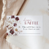 バーガンディ野草赤ちゃんシャワーおむつラッフル エンクロージャーカード