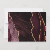 バーガンディ金ゴールドアゲイト食事オプションダークウェディングRSVP 出欠カード (裏面)