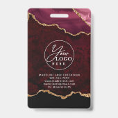 バーガンディ金ゴールドアゲートマーブルビジネス会社ID バッジ (裏面)