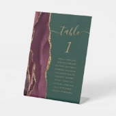 バーガンディ金ゴールドアゲー結婚ト緑のテーブル番号 台座サイン (正面)