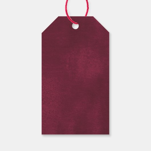 バーガンディ金ゴールドエレガントクリスマスフローラ赤ちゃんシャワー ギフトタグ (裏面)