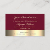 バーガンディ金ゴールドデコーキュートバラフラワーモダンフローラ 名刺 (裏面)