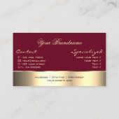 バーガンディ金ゴールドデコールと可愛いバラの花 名刺 (裏面)