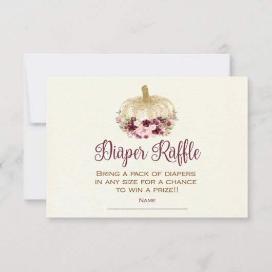 バーガンディ金ゴールドパンプキンボホオムツラッフルインサート 招待状 (正面)