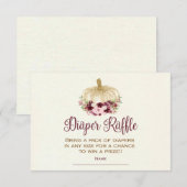 バーガンディ金ゴールドパンプキンボホオムツラッフルインサート 招待状 (正面/裏面)