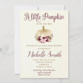 バーガンディ金ゴールドパンプキンボホベビーシャワー招待状 招待状 (正面)