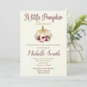 バーガンディ金ゴールドパンプキンボホベビーシャワー招待状 招待状 (スタンド正面)