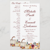 バーガンディ金ゴールドパンプキン秋オータ結婚ムズ プログラム (正面/裏面)