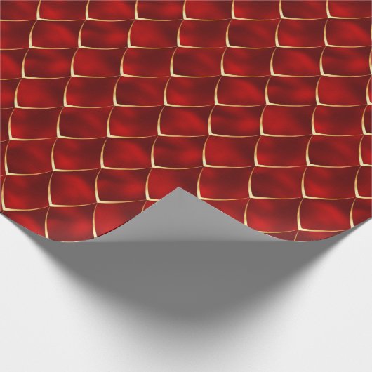 バーガンディ金ゴールドパールマーメイドドラゴンパタはかりで測ーン ラッピングペーパー (角)