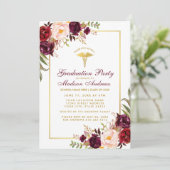 バーガンディ金ゴールドフレームメディカルグラードパーティー 招待状 (スタンド正面)