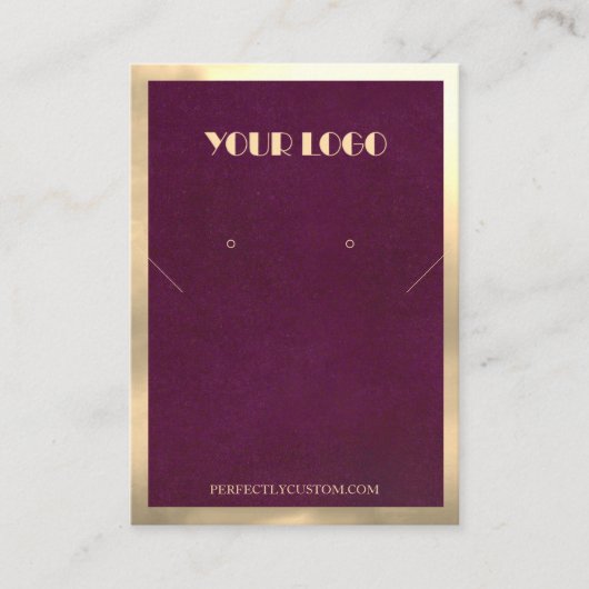 バーガンディ金ゴールドフレームモダンネックレスイヤリング 名刺 (正面)