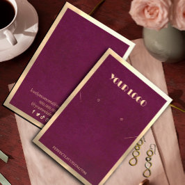 バーガンディ金ゴールドフレームモダンネックレスイヤリング 名刺