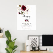 バーガンディ金ゴールドフローラオスナップリンスタグラム記号 ポスター (ホームオフィス)