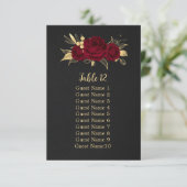 バーガンディ金ゴールドフローラブラックシーティングチャートカード 招待状 (スタンド正面)